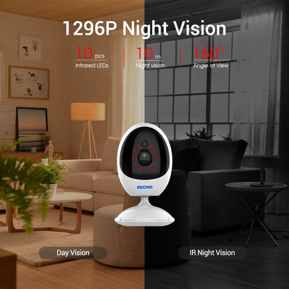 ESCAM QF006 3MP 1296P HD Indoor Wireless PTZ IP Camera IR Night Vision AI Humanoid Detection Home Security CCTV Monitor, Plug Type:US Plug(White) by ESCAM