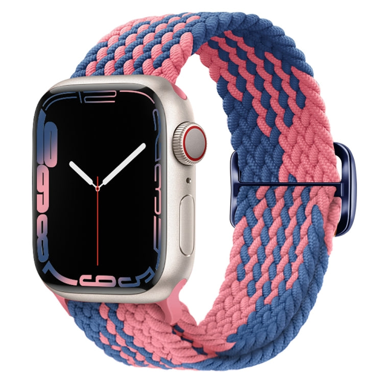 Buckle Nylon Braided Watch Band for Apple Watch Ultra 49mm&Watch Ultra 2 49mm / Series 9&8&7 45mm / SE 3&SE 2&6&SE&5&4 44mm / 3&2&1 42mm(Blue Pink) by bashfashion