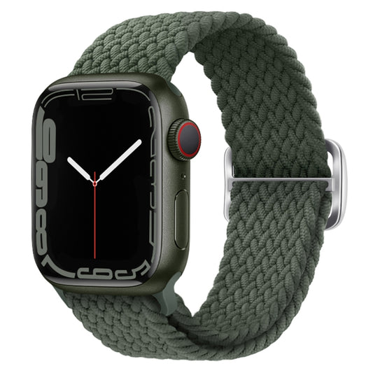 Buckle Nylon Braided Watch Band for Apple Watch Ultra 49mm&Watch Ultra 2 49mm / Series 9&8&7 45mm / SE 3&SE 2&6&SE&5&4 44mm / 3&2&1 42mm(Olive Green) by bashfashion