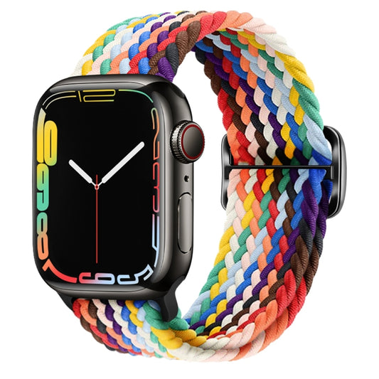 Buckle Nylon Braided Watch Band for Apple Watch Ultra 49mm&Watch Ultra 2 49mm / Series 9&8&7 45mm / SE 3&SE 2&6&SE&5&4 44mm / 3&2&1 42mm(Rainbow) by bashfashion
