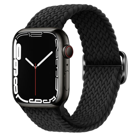 Buckle Nylon Braided Watch Band for Apple Watch Ultra 49mm&Watch Ultra 2 49mm / Series 9&8&7 45mm / SE 3&SE 2&6&SE&5&4 44mm / 3&2&1 42mm(Black) by bashfashion