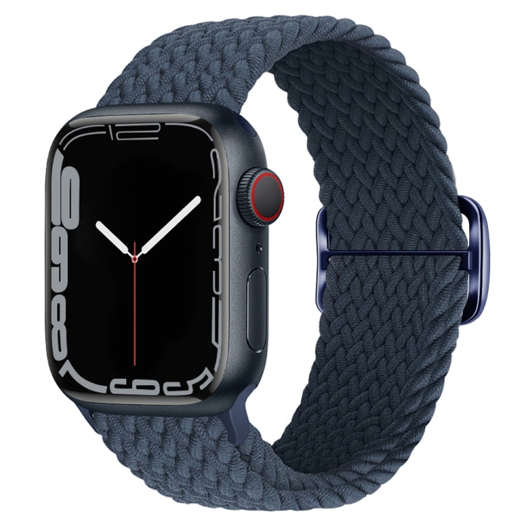 Buckle Nylon Braided Watch Band for Apple Watch Ultra 49mm&Watch Ultra 2 49mm / Series 9&8&7 45mm / SE 3&SE 2&6&SE&5&4 44mm / 3&2&1 42mm(Dark Blue) by bashfashion