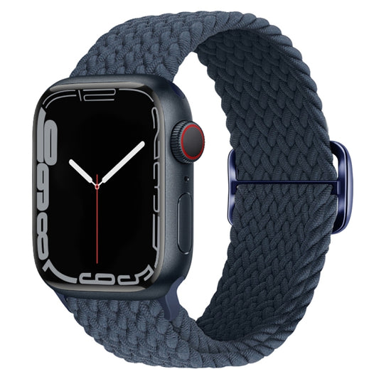 Buckle Nylon Braided Watch Band for Apple Watch Ultra 49mm&Watch Ultra 2 49mm / Series 9&8&7 45mm / SE 3&SE 2&6&SE&5&4 44mm / 3&2&1 42mm(Dark Blue) by bashfashion