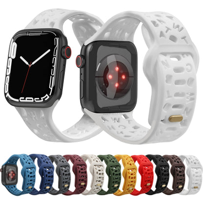 English Letters Silicone Watch Band For Apple Watch Series 9&8&7 41mm / SE 3&SE 2&6&SE&5&4 40mm / 3&2&1 38mm(White) by bashfashion