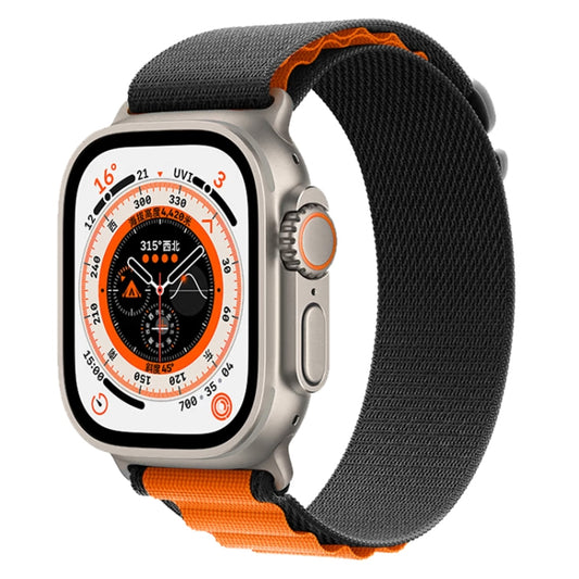 For Apple Watch Ultra 49mm Nylon Watch Band (Black+Orange) by bashfashion