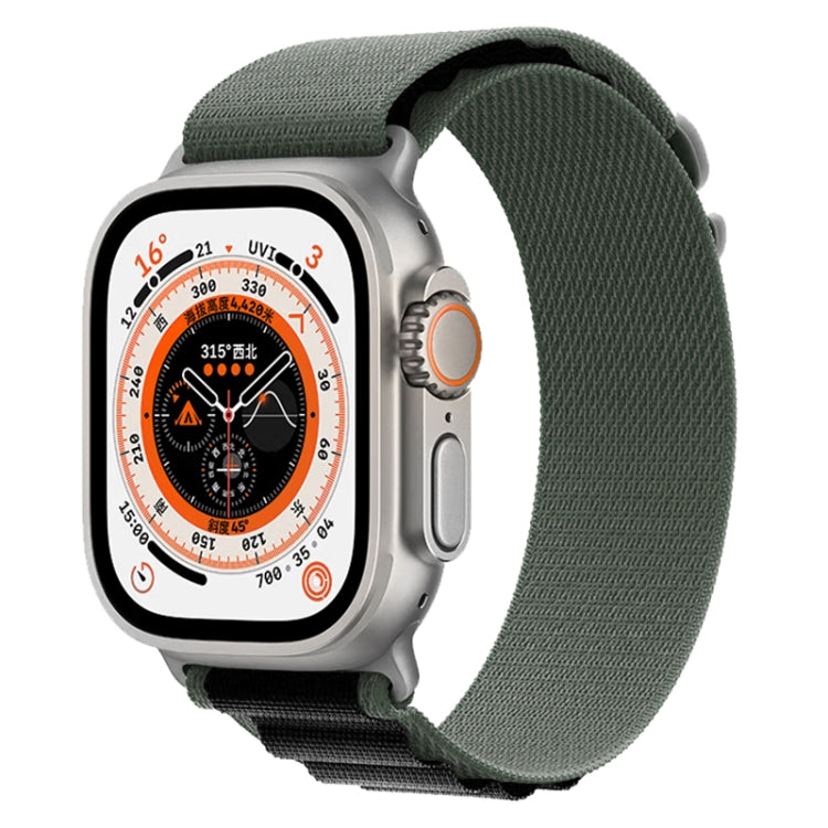 For Apple Watch Ultra 49mm Nylon Watch Band (Black+green) by bashfashion