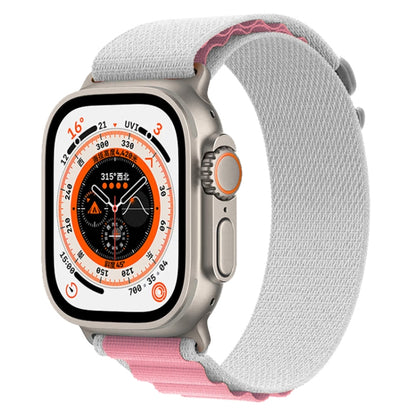 For Apple Watch Ultra 49mm Nylon Watch Band (Gray + Pink) by bashfashion
