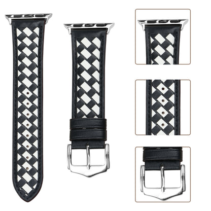Braided Genuine Leather Watch Band for Apple Watch Ultra 49mm&Watch Ultra 2 49mm / Series 9&8&7 45mm / SE 3&SE 2&6&SE&5&4 44mm / 3&2&1 42mm(Black+Beige) by bashfashion