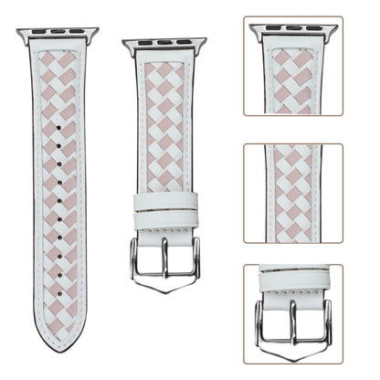 Braided Genuine Leather Watch Band for Apple Watch Ultra 49mm&Watch Ultra 2 49mm / Series 9&8&7 45mm / SE 3&SE 2&6&SE&5&4 44mm / 3&2&1 42mm(Beige+Pink) by bashfashion