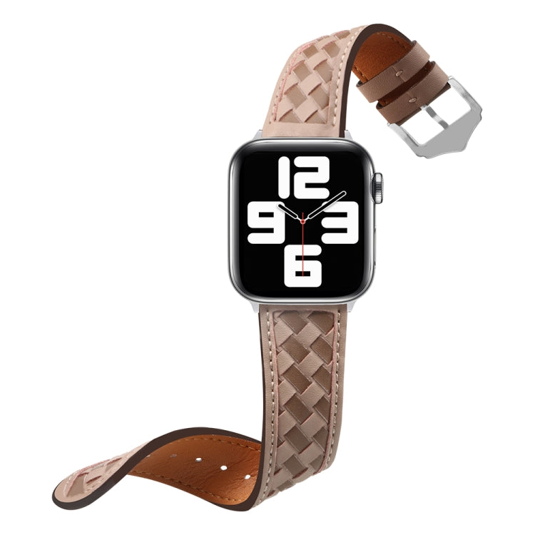 Braided Genuine Leather Watch Band for Apple Watch Series 9&8&7 41mm / SE 3&SE 2&6&SE&5&4 40mm / 3&2&1 38mm(Grey+Brown) by bashfashion