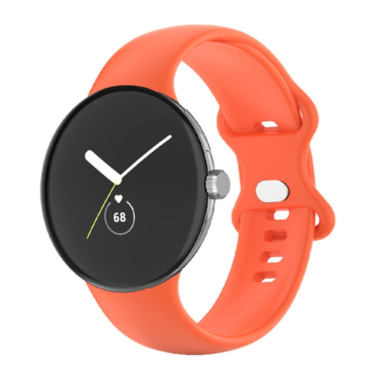 For Google Pixel Watch Single Color Silicone Watch Band Man(Orange) by bashfashion
