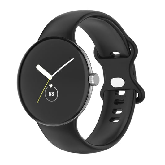 For Google Pixel Watch Single Color Silicone Watch Band Man(Black) by bashfashion