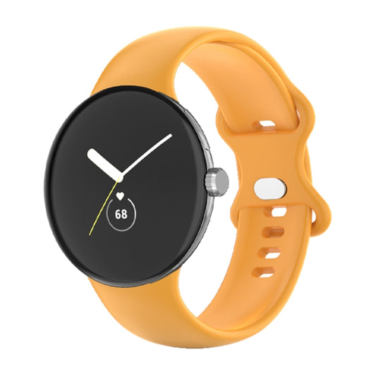 For Google Pixel Watch Single Color Silicone Watch Band Man(Yellow) by bashfashion