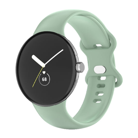 For Google Pixel Watch Single Color Silicone Watch Band Man(Light Green) by bashfashion
