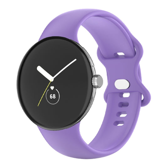 For Google Pixel Watch Single Color Silicone Watch Band Man(Light Purple) by bashfashion