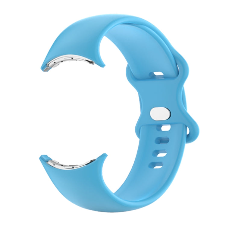 For Google Pixel Watch Single Color Silicone Watch Band Man(Sky Blue) by bashfashion