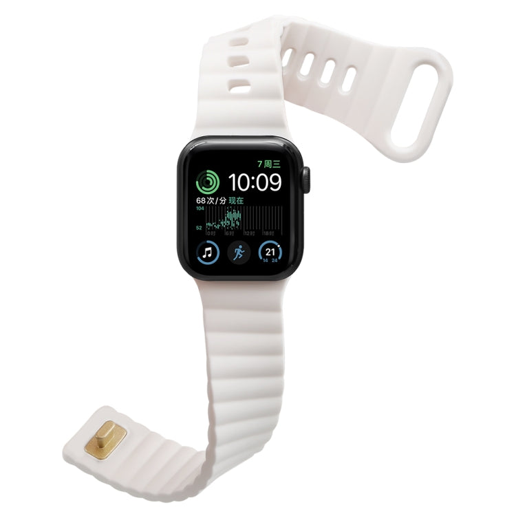 Reverse Buckle Silicone Watch Band for Apple Watch Ultra 49mm&Watch Ultra 2 49mm / Series 9&8&7 45mm / SE 3&SE 2&6&SE&5&4 44mm / 3&2&1 42mm(White) by bashfashion