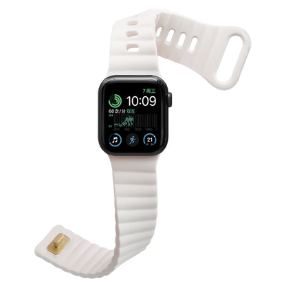 Reverse Buckle Silicone Watch Band for Apple Watch Ultra 49mm&Watch Ultra 2 49mm / Series 9&8&7 45mm / SE 3&SE 2&6&SE&5&4 44mm / 3&2&1 42mm(White) by bashfashion
