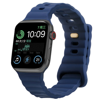 Reverse Buckle Silicone Watch Band for Apple Watch Ultra 49mm&Watch Ultra 2 49mm / Series 9&8&7 45mm / SE 3&SE 2&6&SE&5&4 44mm / 3&2&1 42mm(Royal Blue) by bashfashion