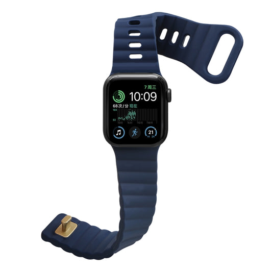 Reverse Buckle Silicone Watch Band for Apple Watch Ultra 49mm&Watch Ultra 2 49mm / Series 9&8&7 45mm / SE 3&SE 2&6&SE&5&4 44mm / 3&2&1 42mm(Royal Blue) by bashfashion