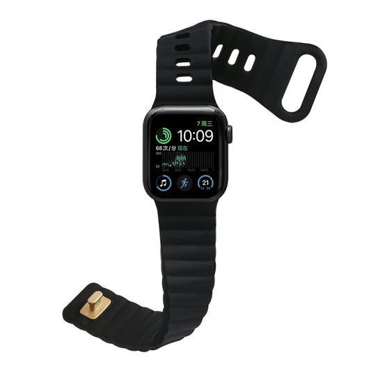 Reverse Buckle Silicone Watch Band for Apple Watch Ultra 49mm&Watch Ultra 2 49mm / Series 9&8&7 45mm / SE 3&SE 2&6&SE&5&4 44mm / 3&2&1 42mm(Black) by bashfashion