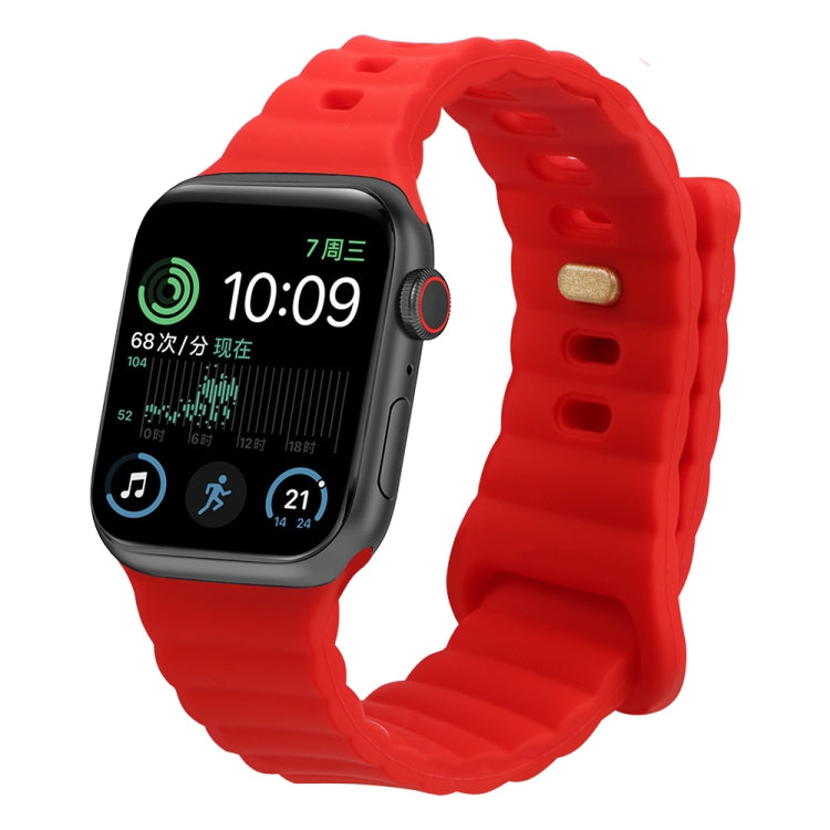 Reverse Buckle Silicone Watch Band for Apple Watch Ultra 49mm&Watch Ultra 2 49mm / Series 9&8&7 45mm / SE 3&SE 2&6&SE&5&4 44mm / 3&2&1 42mm(Red) by bashfashion