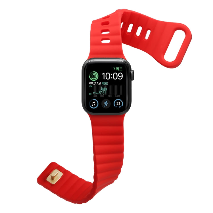 Reverse Buckle Silicone Watch Band for Apple Watch Ultra 49mm&Watch Ultra 2 49mm / Series 9&8&7 45mm / SE 3&SE 2&6&SE&5&4 44mm / 3&2&1 42mm(Red) by bashfashion