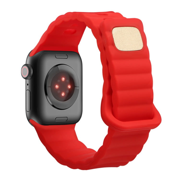 Reverse Buckle Silicone Watch Band for Apple Watch Ultra 49mm&Watch Ultra 2 49mm / Series 9&8&7 45mm / SE 3&SE 2&6&SE&5&4 44mm / 3&2&1 42mm(Red) by bashfashion