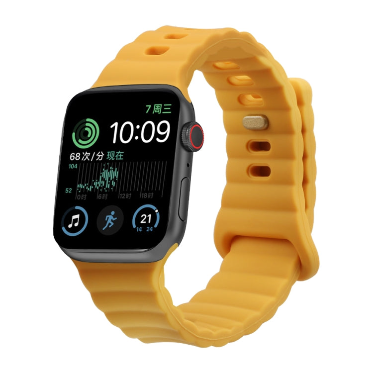 Reverse Buckle Silicone Watch Band for Apple Watch Ultra 49mm&Watch Ultra 2 49mm / Series 9&8&7 45mm / SE 3&SE 2&6&SE&5&4 44mm / 3&2&1 42mm(Yellow) by bashfashion