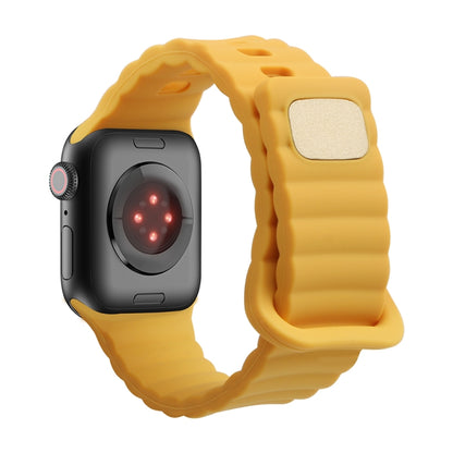 Reverse Buckle Silicone Watch Band for Apple Watch Ultra 49mm&Watch Ultra 2 49mm / Series 9&8&7 45mm / SE 3&SE 2&6&SE&5&4 44mm / 3&2&1 42mm(Yellow) by bashfashion