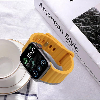 Reverse Buckle Silicone Watch Band for Apple Watch Ultra 49mm&Watch Ultra 2 49mm / Series 9&8&7 45mm / SE 3&SE 2&6&SE&5&4 44mm / 3&2&1 42mm(Yellow) by bashfashion