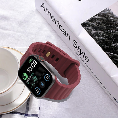 Reverse Buckle Silicone Watch Band for Apple Watch Ultra 49mm&Watch Ultra 2 49mm / Series 9&8&7 45mm / SE 3&SE 2&6&SE&5&4 44mm / 3&2&1 42mm(Wine Red) by bashfashion