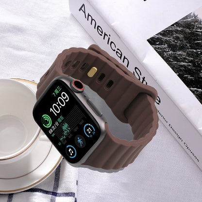 Reverse Buckle Silicone Watch Band for Apple Watch Ultra 49mm&Watch Ultra 2 49mm / Series 9&8&7 45mm / SE 3&SE 2&6&SE&5&4 44mm / 3&2&1 42mm(Coffee) by bashfashion