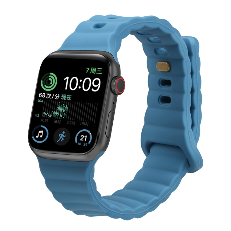 Reverse Buckle Silicone Watch Band for Apple Watch Ultra 49mm&Watch Ultra 2 49mm / Series 9&8&7 45mm / SE 3&SE 2&6&SE&5&4 44mm / 3&2&1 42mm(Sky Blue) by bashfashion