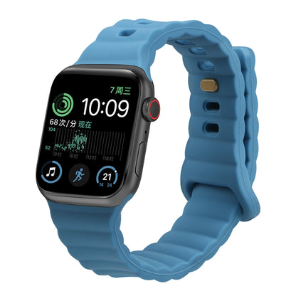 Reverse Buckle Silicone Watch Band for Apple Watch Ultra 49mm&Watch Ultra 2 49mm / Series 9&8&7 45mm / SE 3&SE 2&6&SE&5&4 44mm / 3&2&1 42mm(Sky Blue) by bashfashion