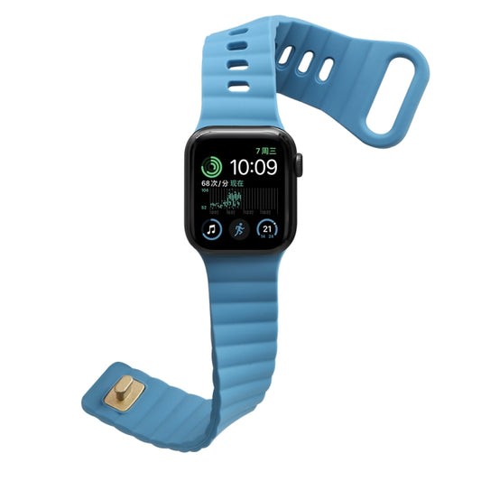 Reverse Buckle Silicone Watch Band for Apple Watch Ultra 49mm&Watch Ultra 2 49mm / Series 9&8&7 45mm / SE 3&SE 2&6&SE&5&4 44mm / 3&2&1 42mm(Sky Blue) by bashfashion