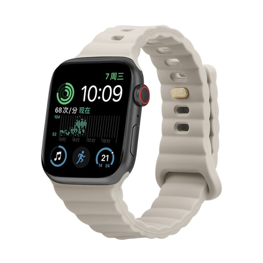 Reverse Buckle Silicone Watch Band for Apple Watch Ultra 49mm&Watch Ultra 2 49mm / Series 9&8&7 45mm / SE 3&SE 2&6&SE&5&4 44mm / 3&2&1 42mm(Starlight) by bashfashion