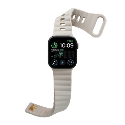 Reverse Buckle Silicone Watch Band for Apple Watch Ultra 49mm&Watch Ultra 2 49mm / Series 9&8&7 45mm / SE 3&SE 2&6&SE&5&4 44mm / 3&2&1 42mm(Starlight) by bashfashion