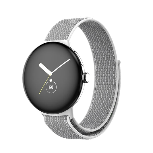For Google Pixel Watch Nylon Woven Watch Band(Grey White) by bashfashion