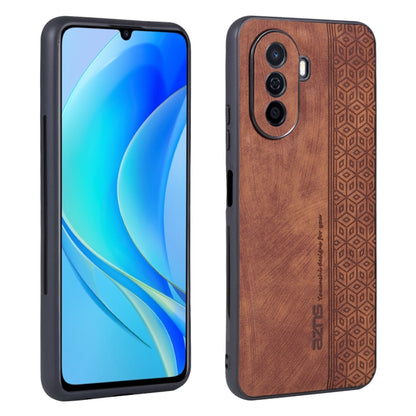 For Huawei Enjoy 50 / nova Y70 AZNS 3D Embossed Skin Feel Phone Case(Brown) by AZNS