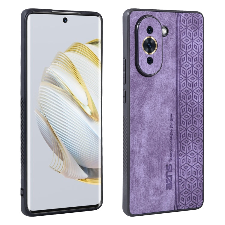 For Huawei nova 10 AZNS 3D Embossed Skin Feel Phone Case(Purple) by AZNS