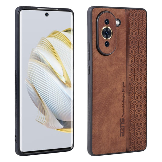 For Huawei nova 10 AZNS 3D Embossed Skin Feel Phone Case(Brown) by AZNS