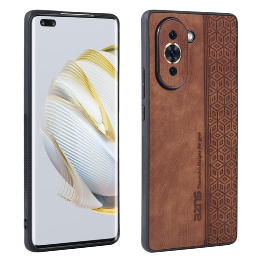 For Huawei nova 10 Pro AZNS 3D Embossed Skin Feel Phone Case(Brown) by AZNS