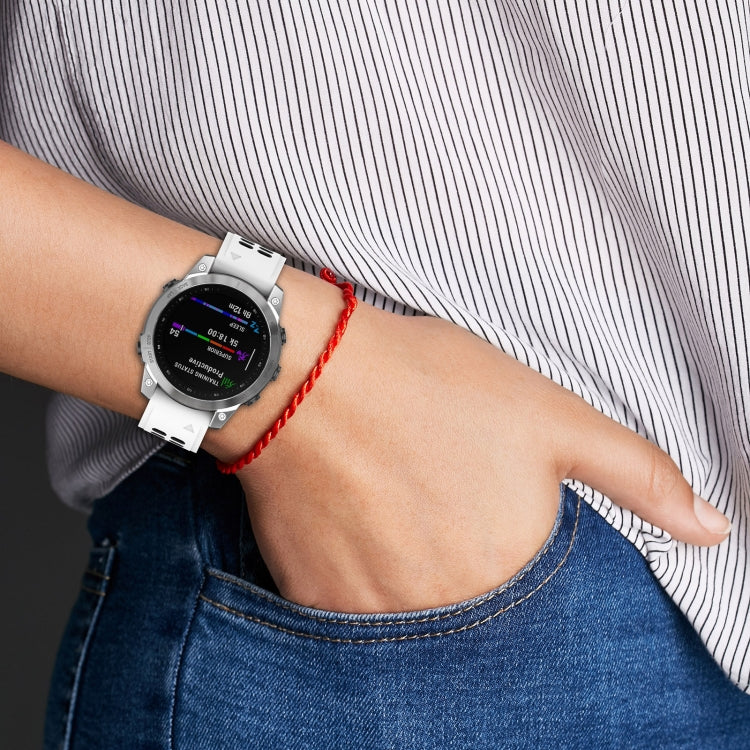 For Garmin Enduro2 / Tactix7 26mm Reverse Buckle Two-color Silicone Watch Band(White Black) by bashfashion