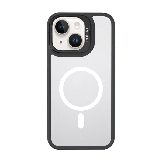 For iPhone 14 Mutural Color Holder Magsafe Phone Case(Black) by Mutural