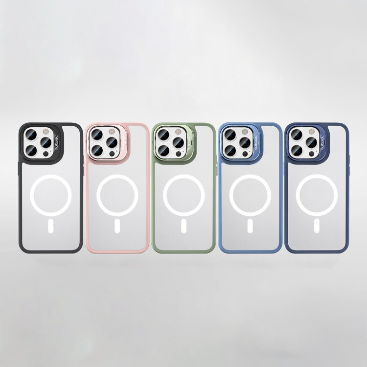 For iPhone 14 Mutural Color Holder Magsafe Phone Case(Black) by Mutural