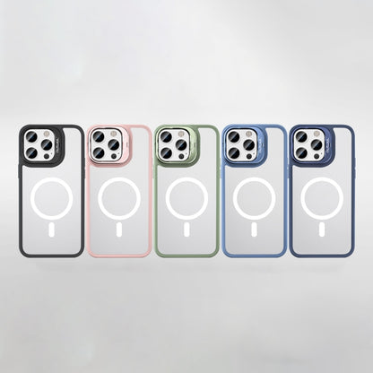 For iPhone 14 Mutural Color Holder Magsafe Phone Case(Black) by Mutural