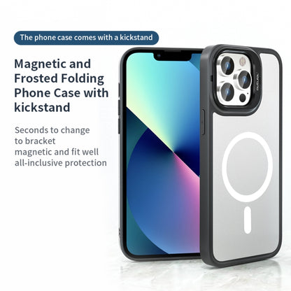 For iPhone 14 Mutural Color Holder Magsafe Phone Case(Black) by Mutural