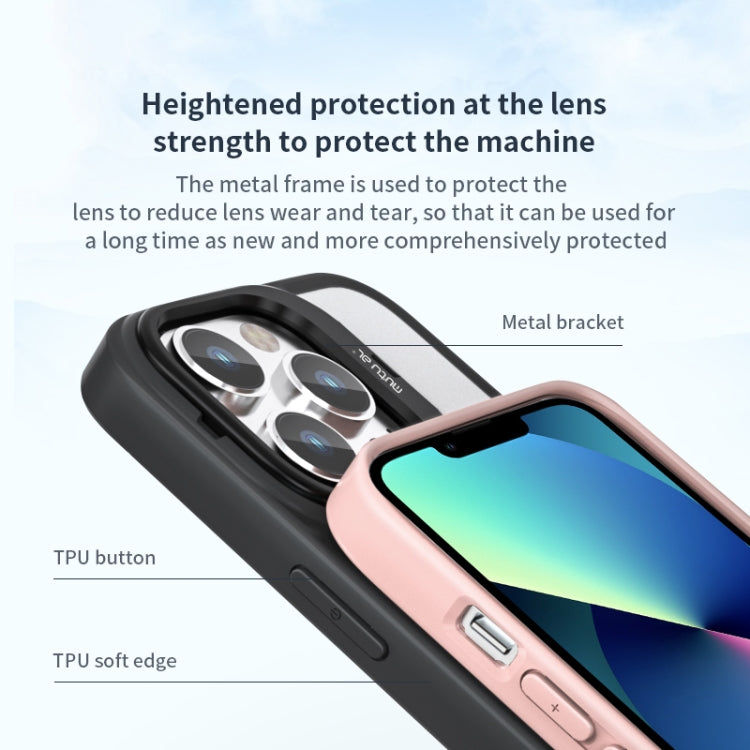 For iPhone 14 Mutural Color Holder Magsafe Phone Case(Black) by Mutural