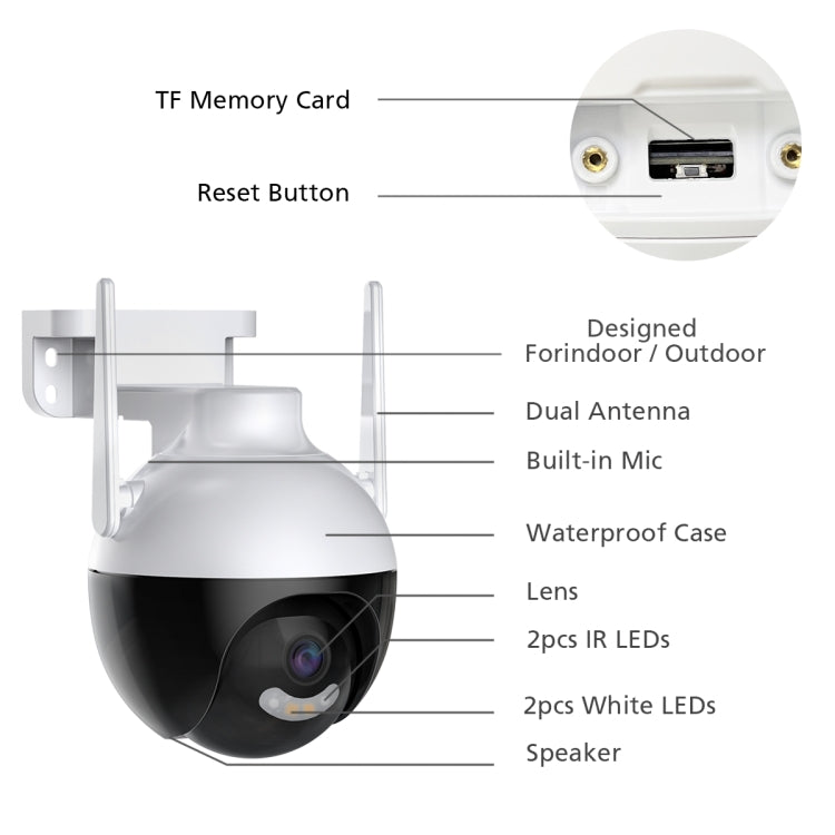 A18 4MP HD Wireless WiFi Smart Surveillance Camera, Specification:AU Plug by bashfashion